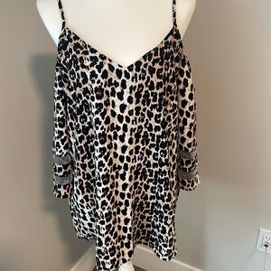 Leopard Print Cold Shoulder Dress